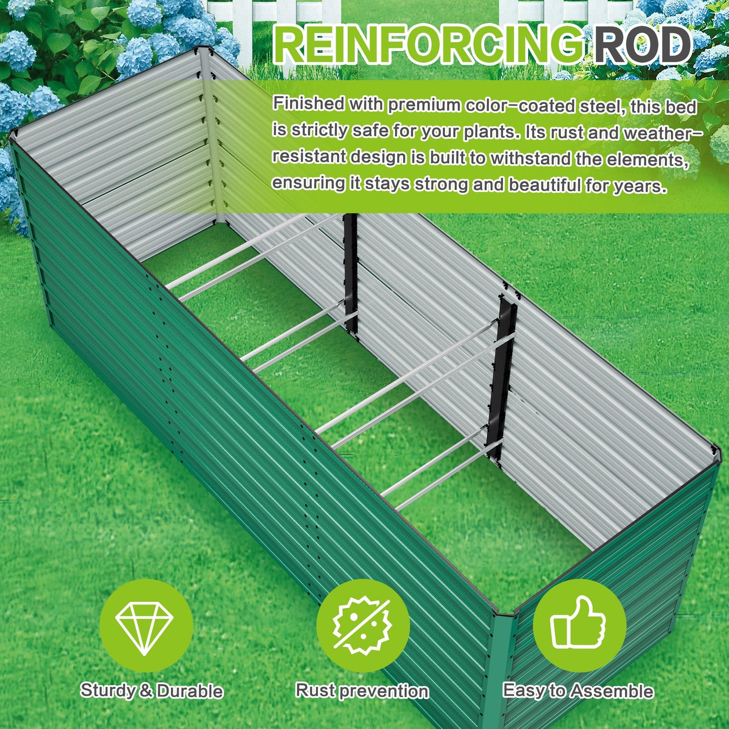 Raised Garden Bed Kit - Ergonomic Height Metal Planter Box