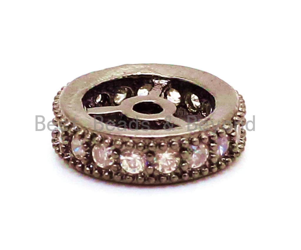 CZ Micro Pave Round Wheel Spacer Beads, sku#G79