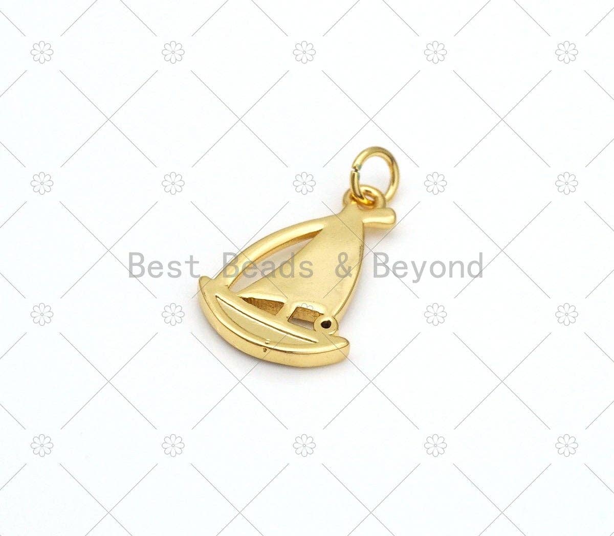 Colorful Enamel Sailing Boat Shape Pendant,18K Gold Filled Enamel Charm, Necklace Bracelet Charm, 15x10mm,Sku#Y525