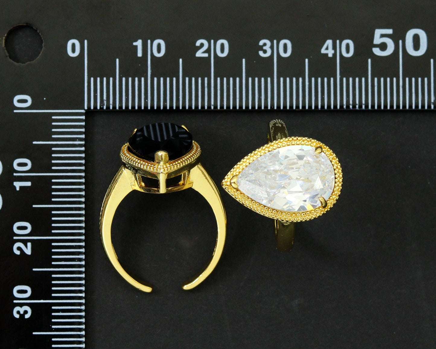 Teardrop Pear Shape CZ Adjustable Ring, Sku#LK591