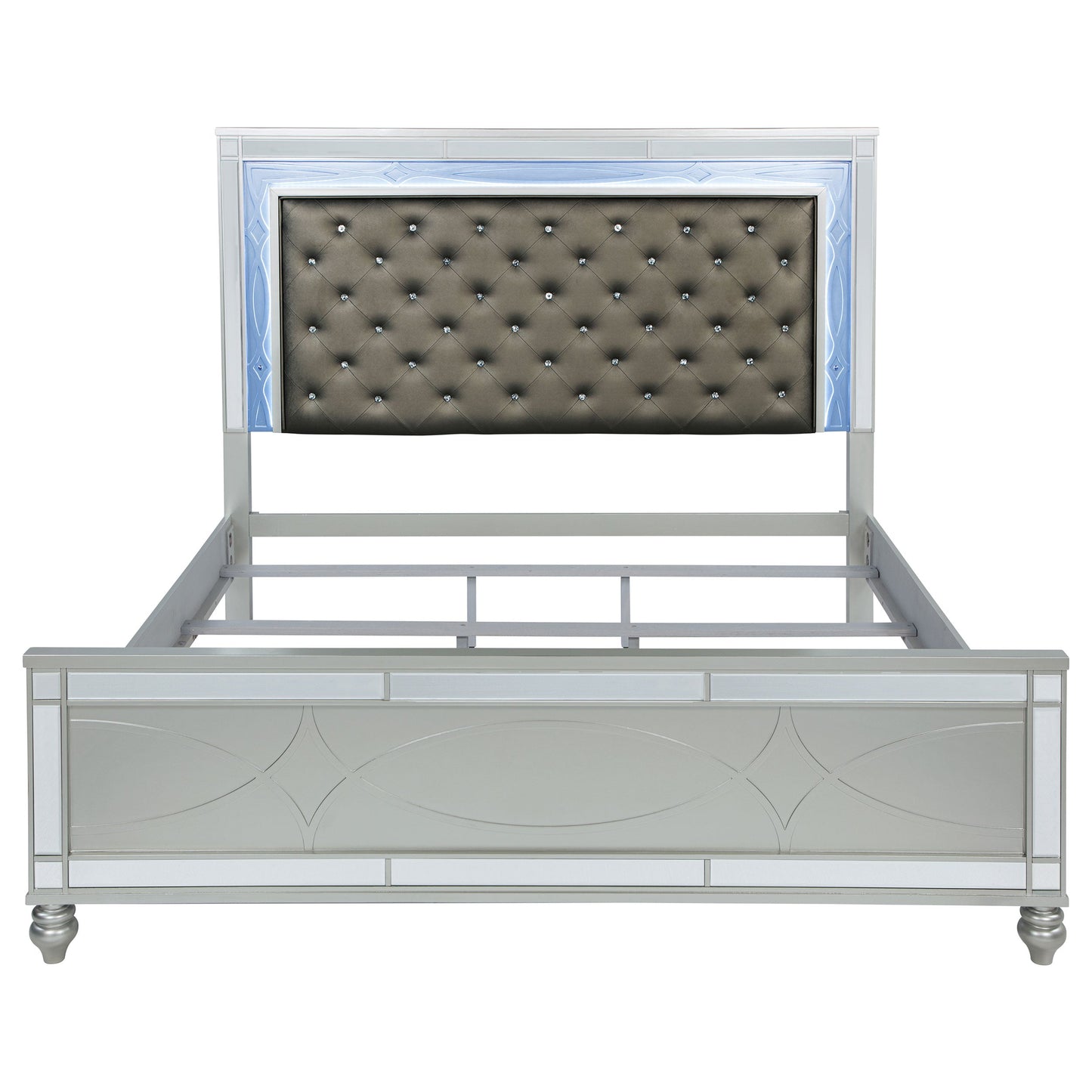 Karmen Metallic Upholstered Tufted Eastern King Panel Bed