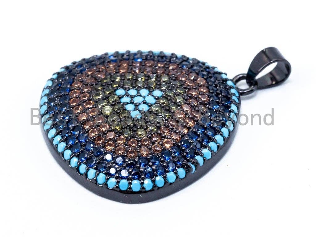CZ Turquoise Cobalt Gold Micro Pave Trillian Pendant/Charm, sku#L49