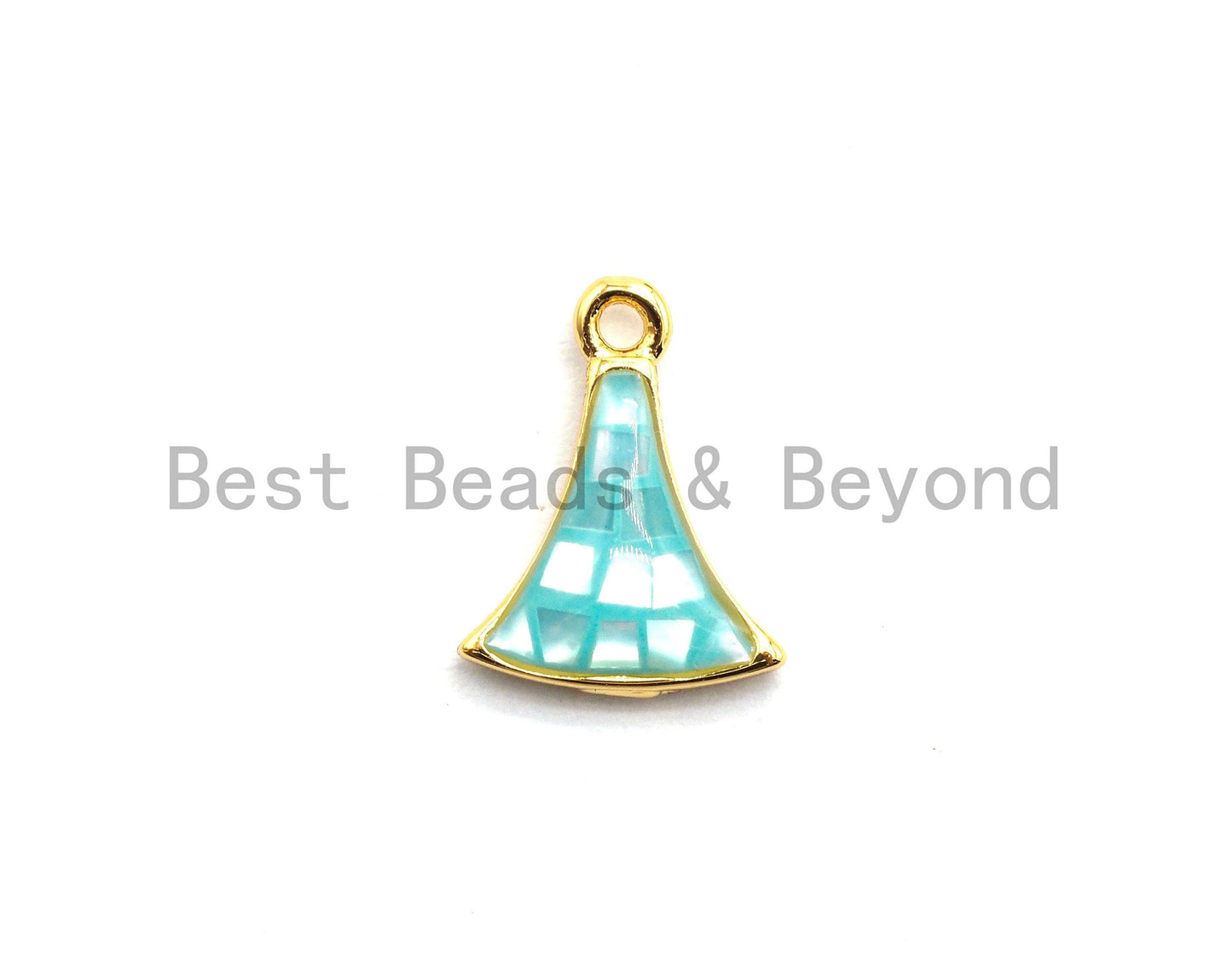 100% Natural Aqua Blue Fan-Shaped Shell Charm, Blue Color Shell Beads, Natural Shell Charms, Shell Pearl Jewelry,  9x12mm,SKU#Z302