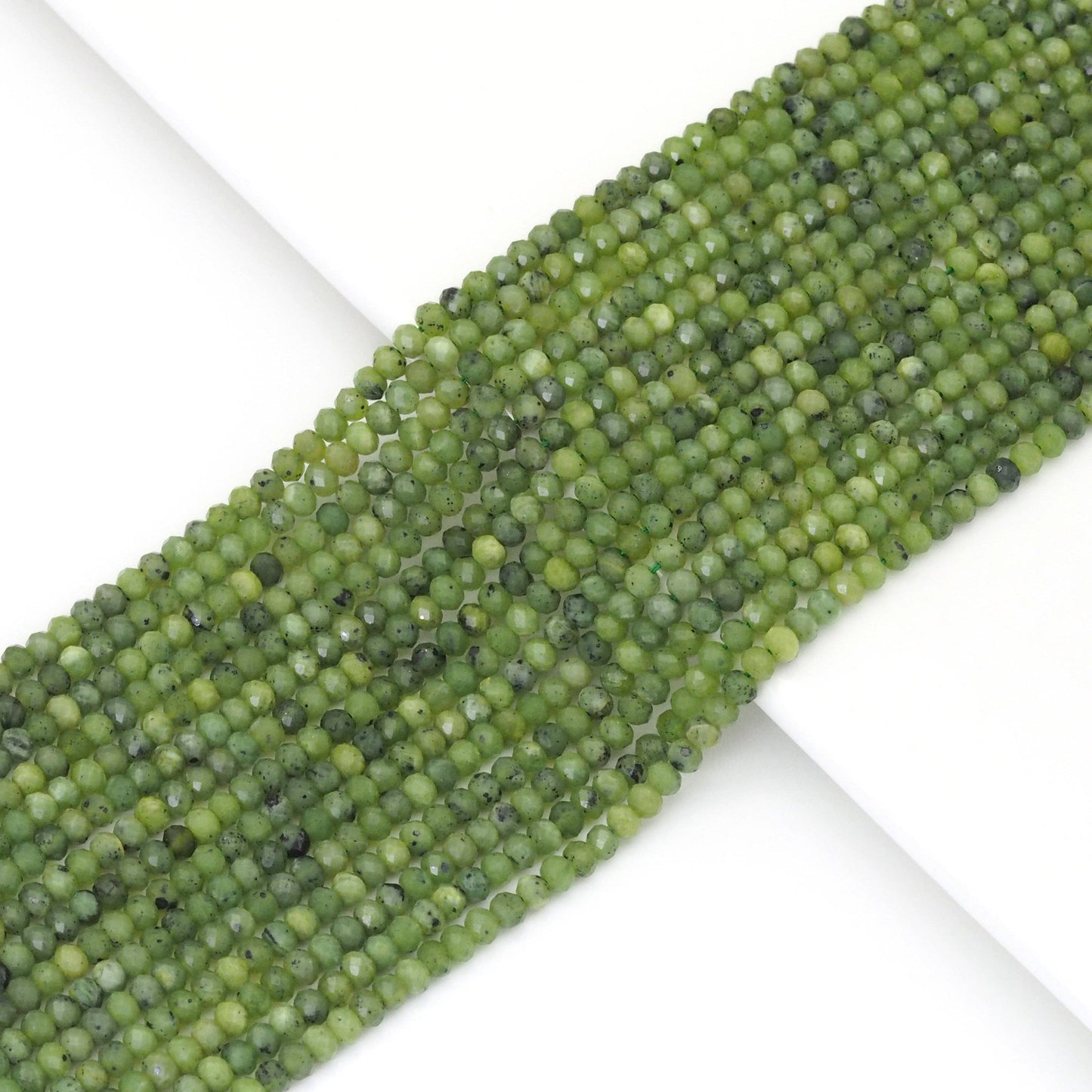 Genuine Canadian Jade Faceted Rondelle Beads, Sku#U1682