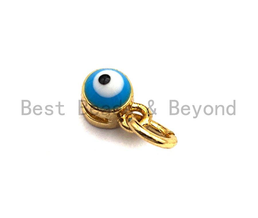 Pave Colorful Enamel Round Eye Charms Pendant, Enamel Pendant,Round Enamel, Oil Drop jewelry Findings, 4x6mm,sku#Z388