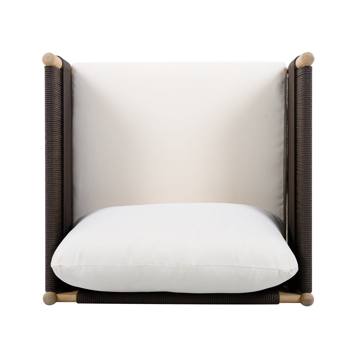 Outdoor Acacia Wood Club Chair with Diamond Rope Weave & Cushions