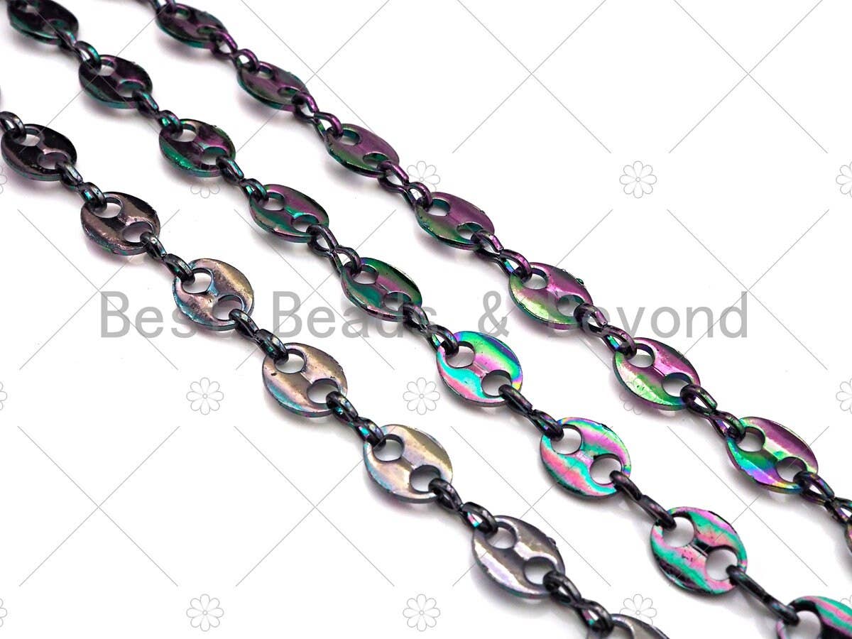 High Quality Rainbow Hand Made Oval Anchor / Mariner Chain,Wholesale bulk Chain, 7x9mm, sku#M338