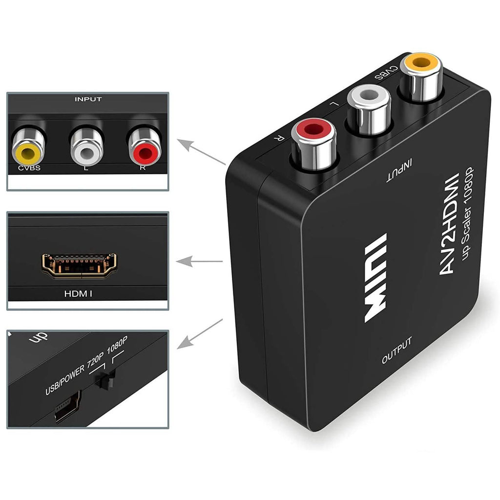 ABLEWE Adaptateur Mini Convertisseur Audio Vidéo RCA Composite CVBS 1080P