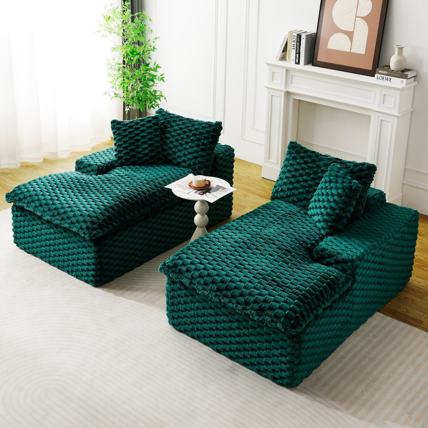 Green Turtle Velvet Double Chaise Lounge