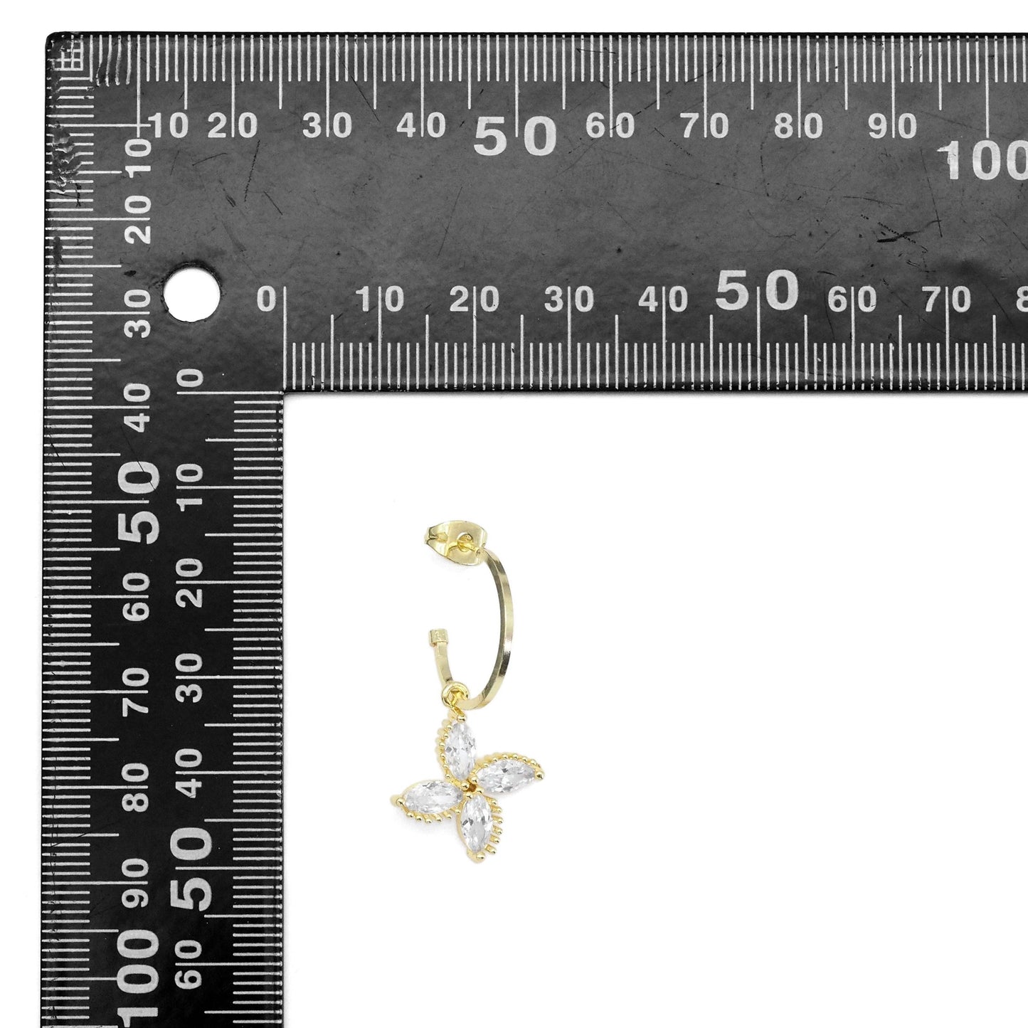 Crystal Flower Hoop Earrings, Sku#EF464