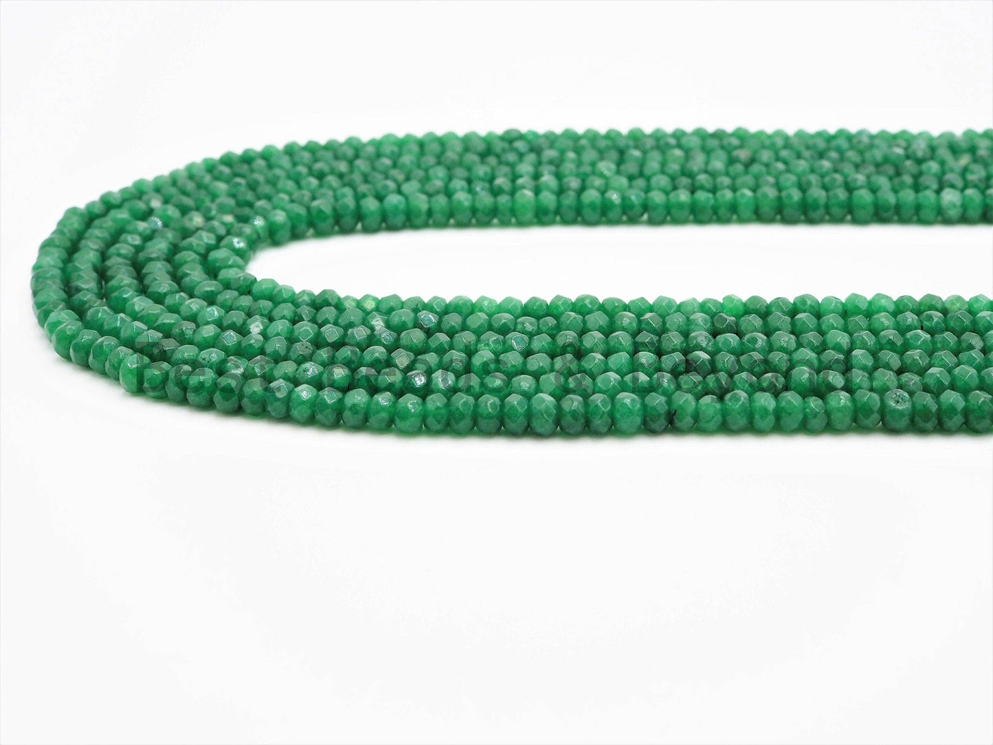 2x3mm/2x4mm Dyed Emerald Jade beads, Faceted Rondelle Green Jade beads, Green Gemstone Beads, 15.5inch strand, SKU#U325