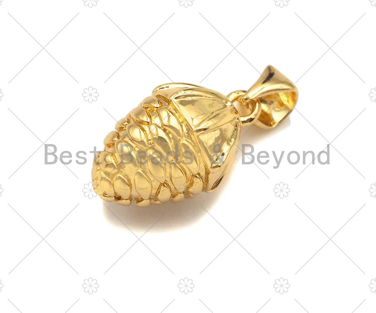 18k Gold Color Pinecone Shape Pendant, Dainty Gold Acorn Pendant, Christmas Charm Pendant,14x8mm, Sku#LK207