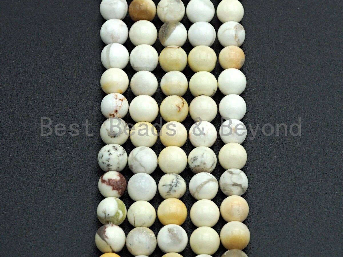 Natural Smooth Ivory Jade, 6mm/8mm/10mm/12mm, 15.5" Full Strand, Sku#U650