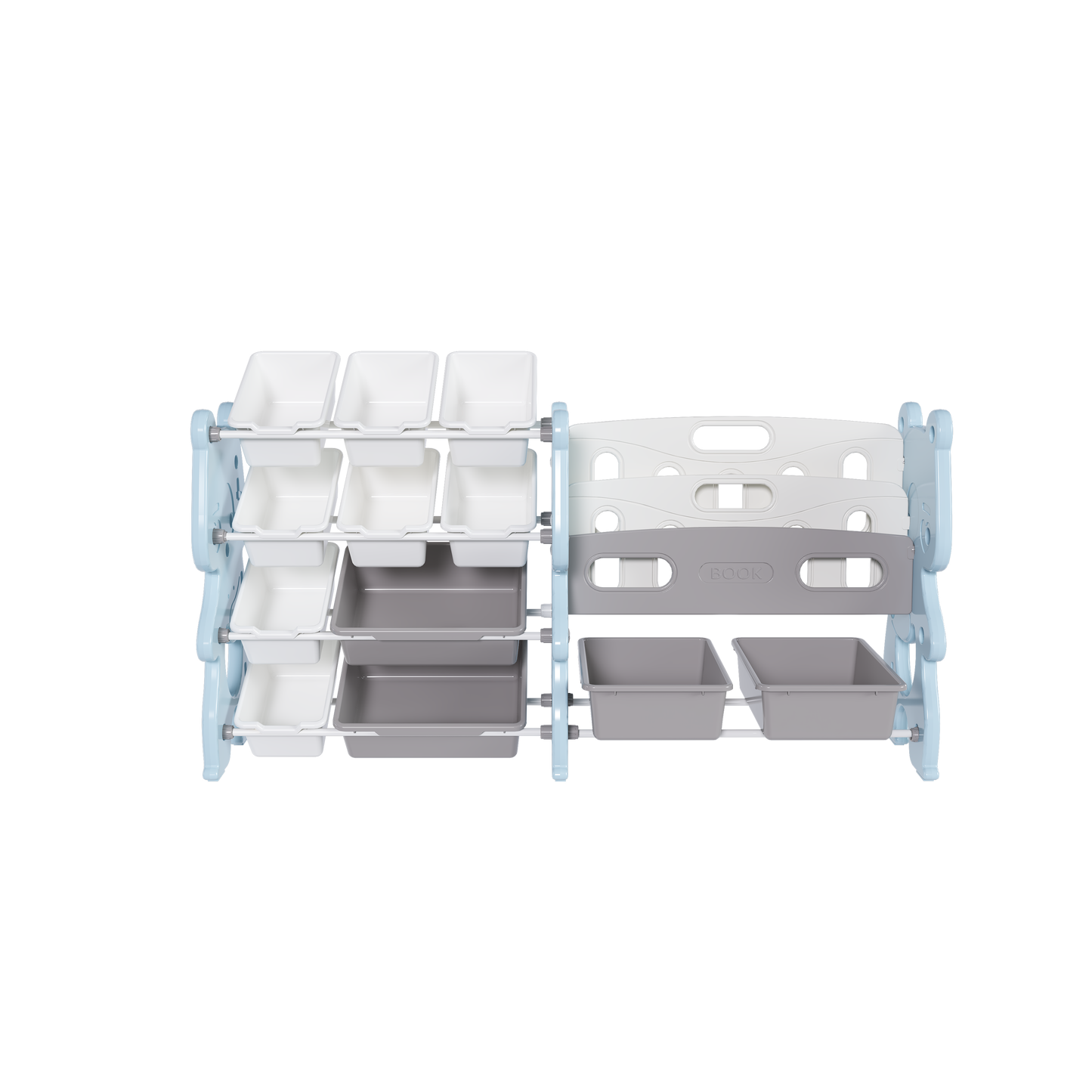 Kids Toy Storage Organizer with 2 Tier Bookshelf