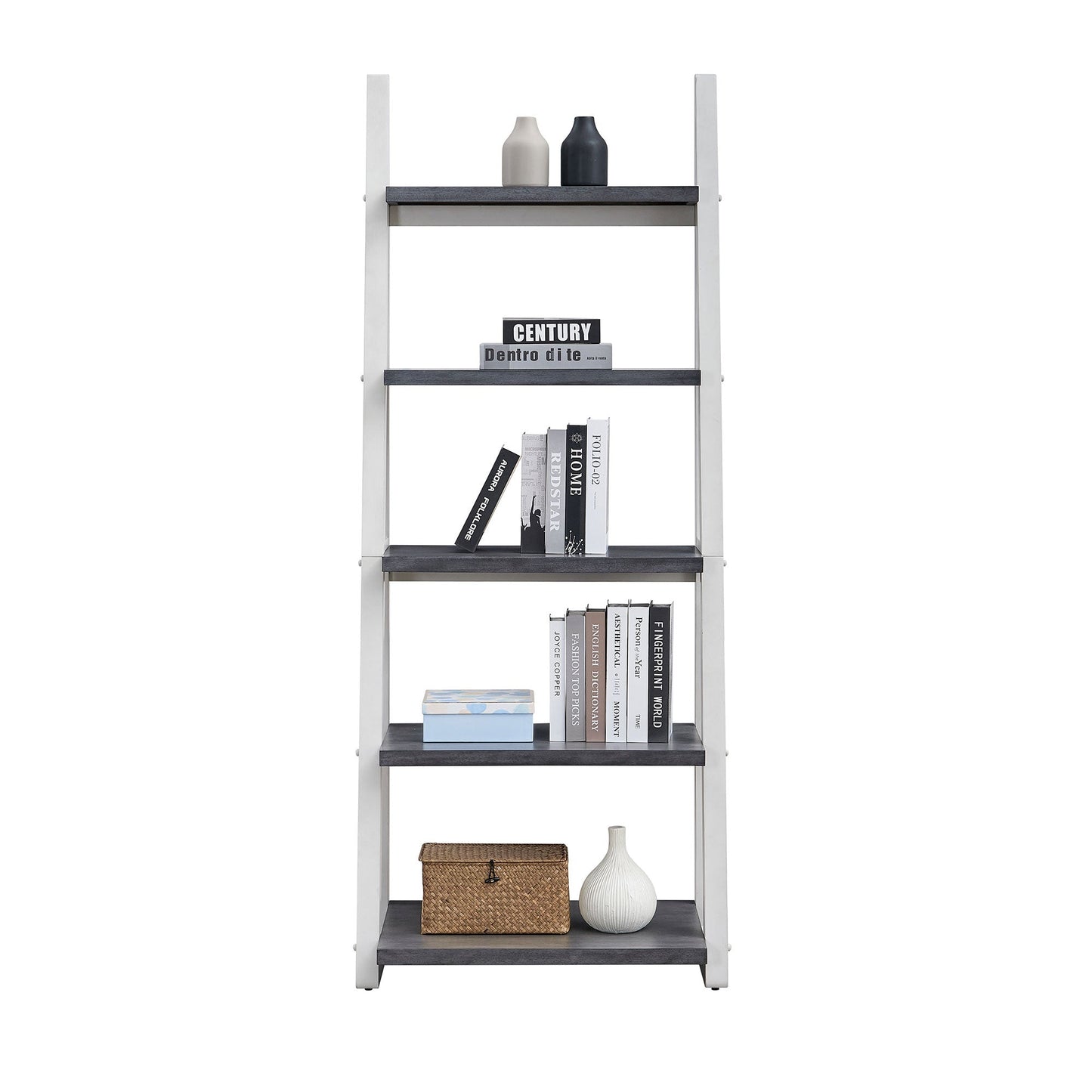 5-Tier Shelves with Rubber Wood Frame