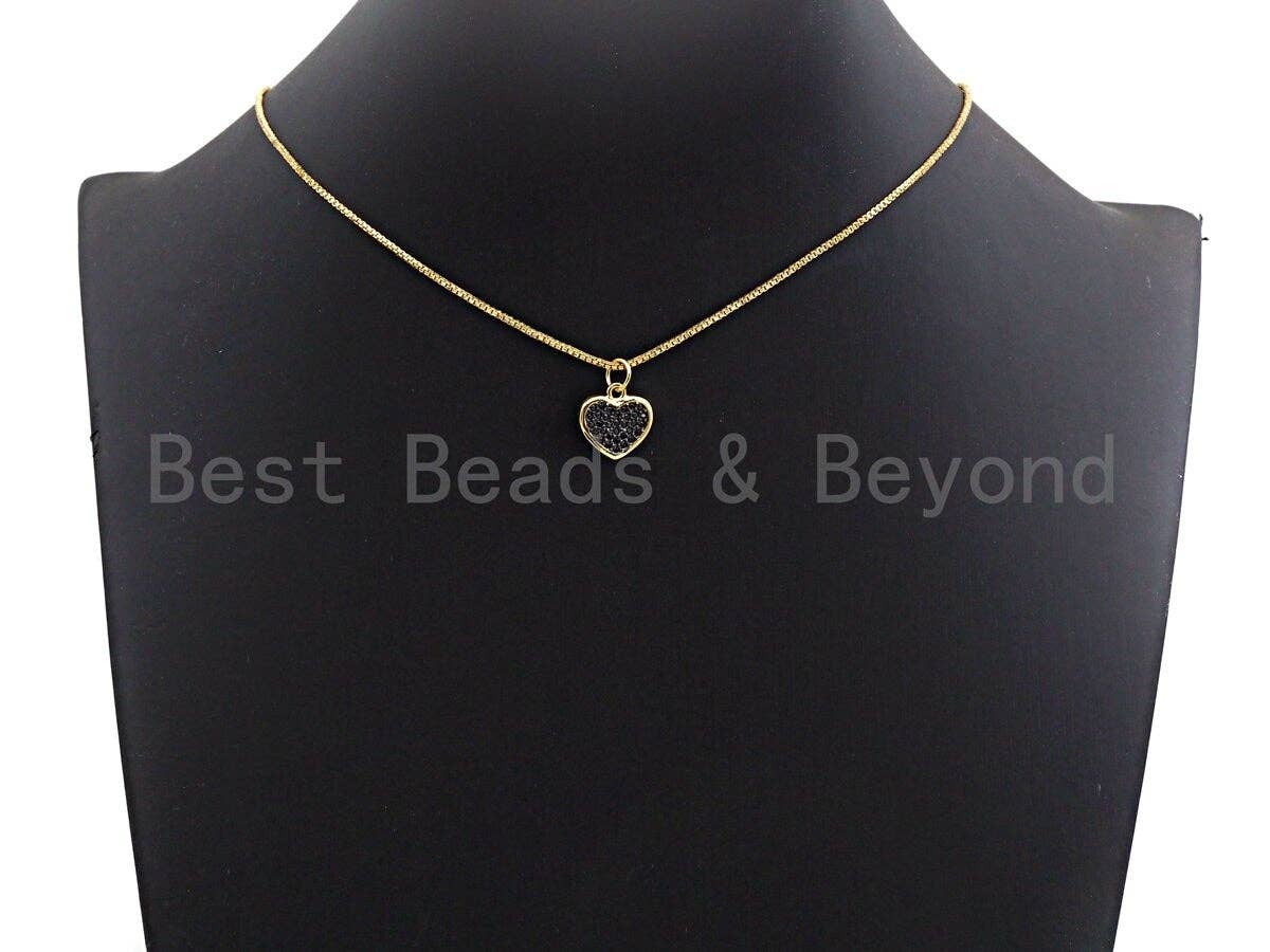 Black CZ Micro Pave Heart Pendant/Charm, Bracelet Necklace Cubic Zirconia  Heart Pendant Charm, 13mm,sku#Z585