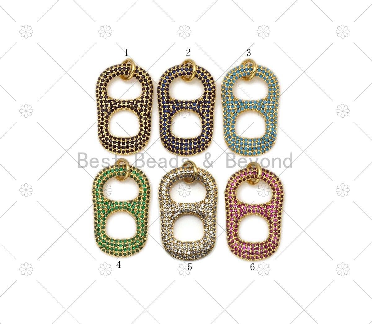 Colorful Micro Pave CZ Soda Pop Tab Shape Pendant,18K Gold Filled CZ Charm,Necklace Bracelet Charm Pendant,16x25mm,Sku#F1412