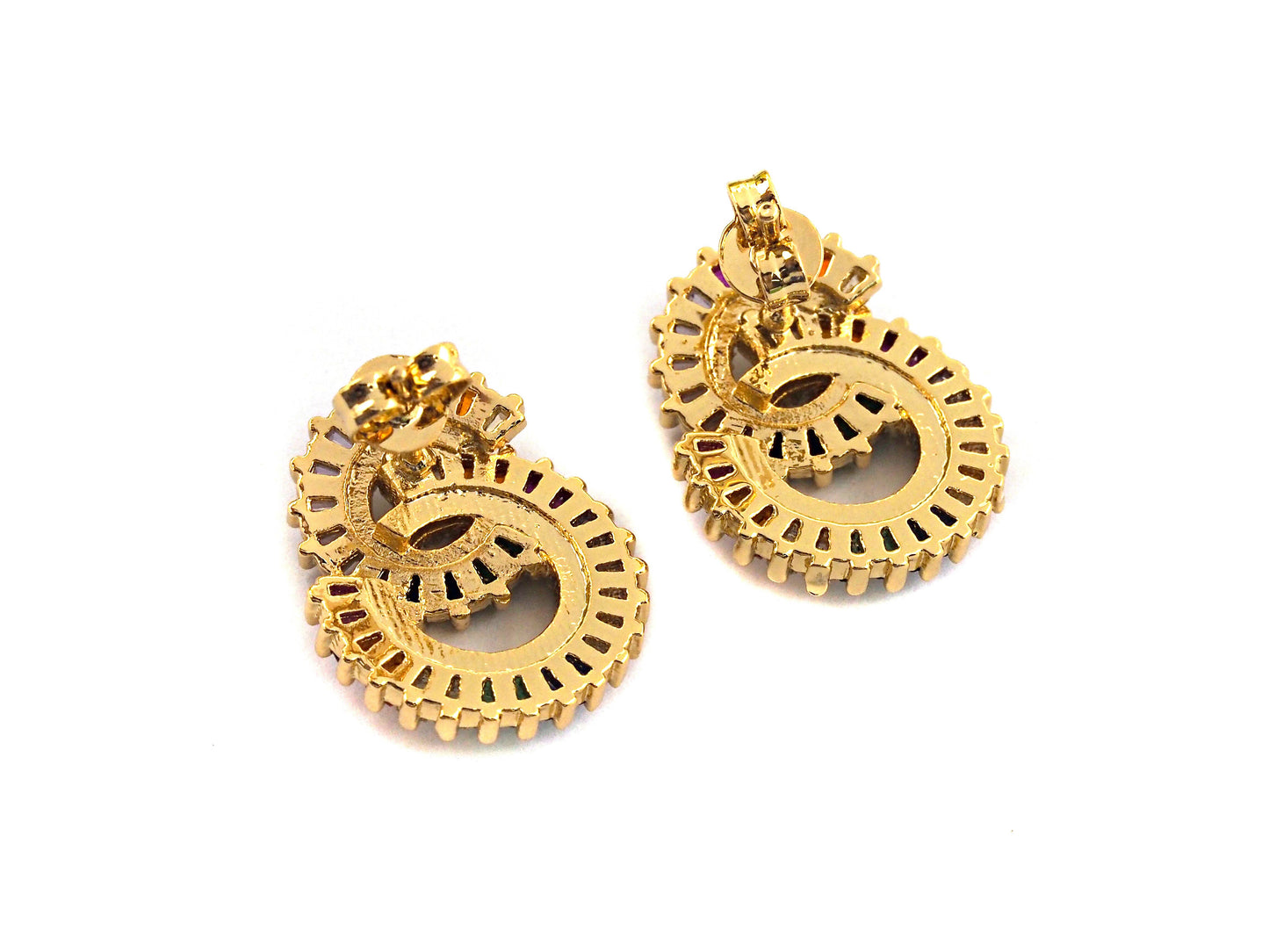 Rainbow Twin Circles  Stud Earring, J132