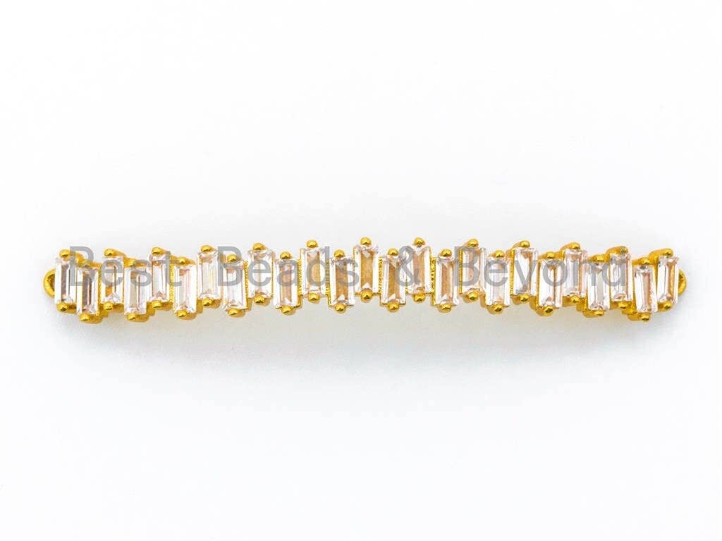CZ Micro Pave Connector for Bracelet/Necklace,Silver/Gold/Rose Gold/Gunmental Spacer Connector/Link Connector, 6x54mm,sku#M195