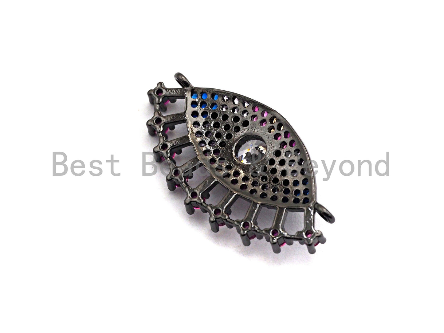 Colorful CZ Micro Pave Evil Eye With Long Eyelashes Connector for Bracelet/Necklace, Evil Eye Connector, 15x28mm,sku#E468C