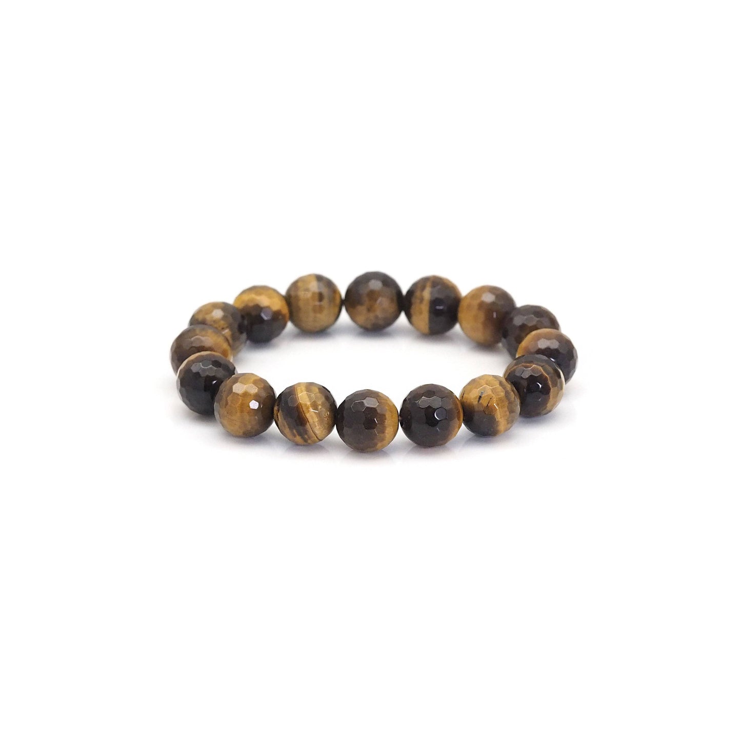 Yellow Tiger Eye Round Faceted Stretchy Bracelet, Sku#EF396