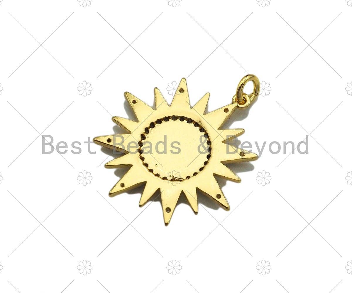 Colorful Enamel Pave Evil Eye On Sunflower Shape Pendant, Gold Enamel Flower Pendant, CZ Micro Pave Enamel Jewelry Findings,25x27mm,Sku#L443