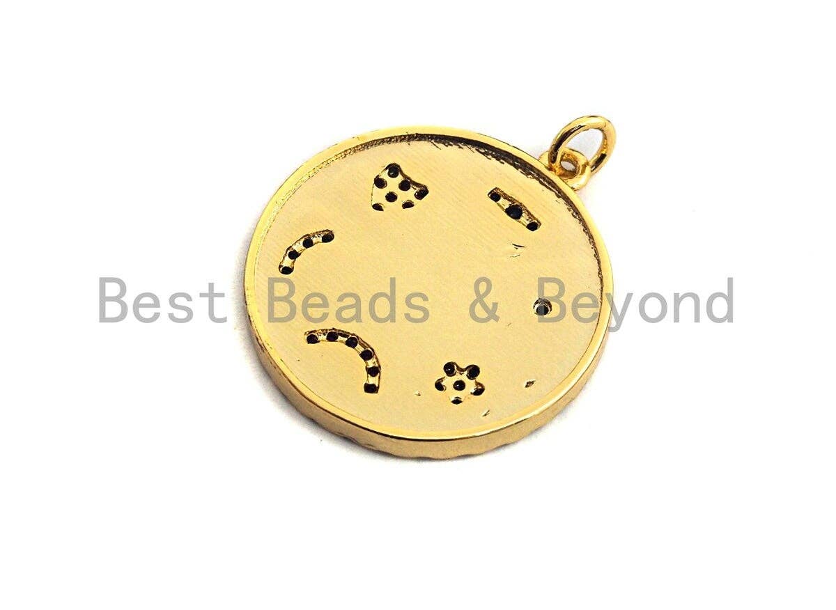 Pave CZ  Enamel Moon Star Heart Eye Rainbow Pendant, F935