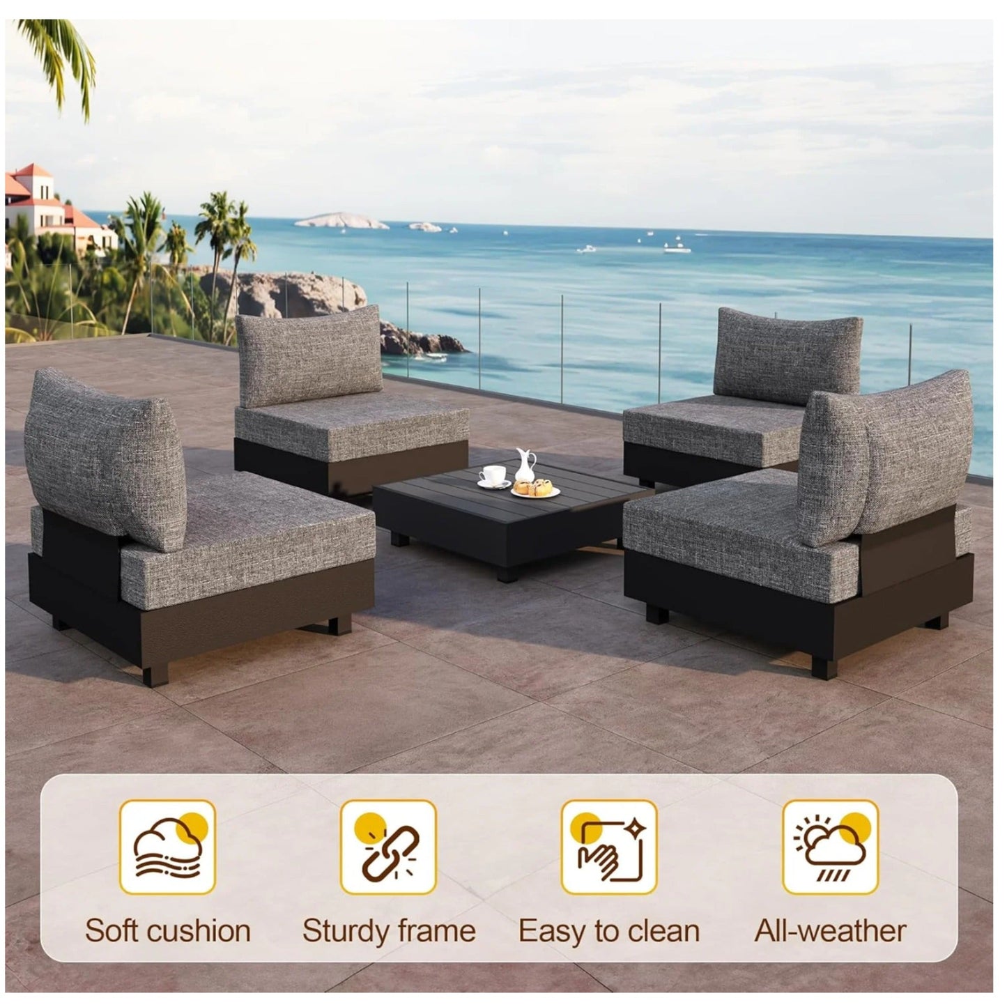 2-Piece Aluminum Patio Seating Set