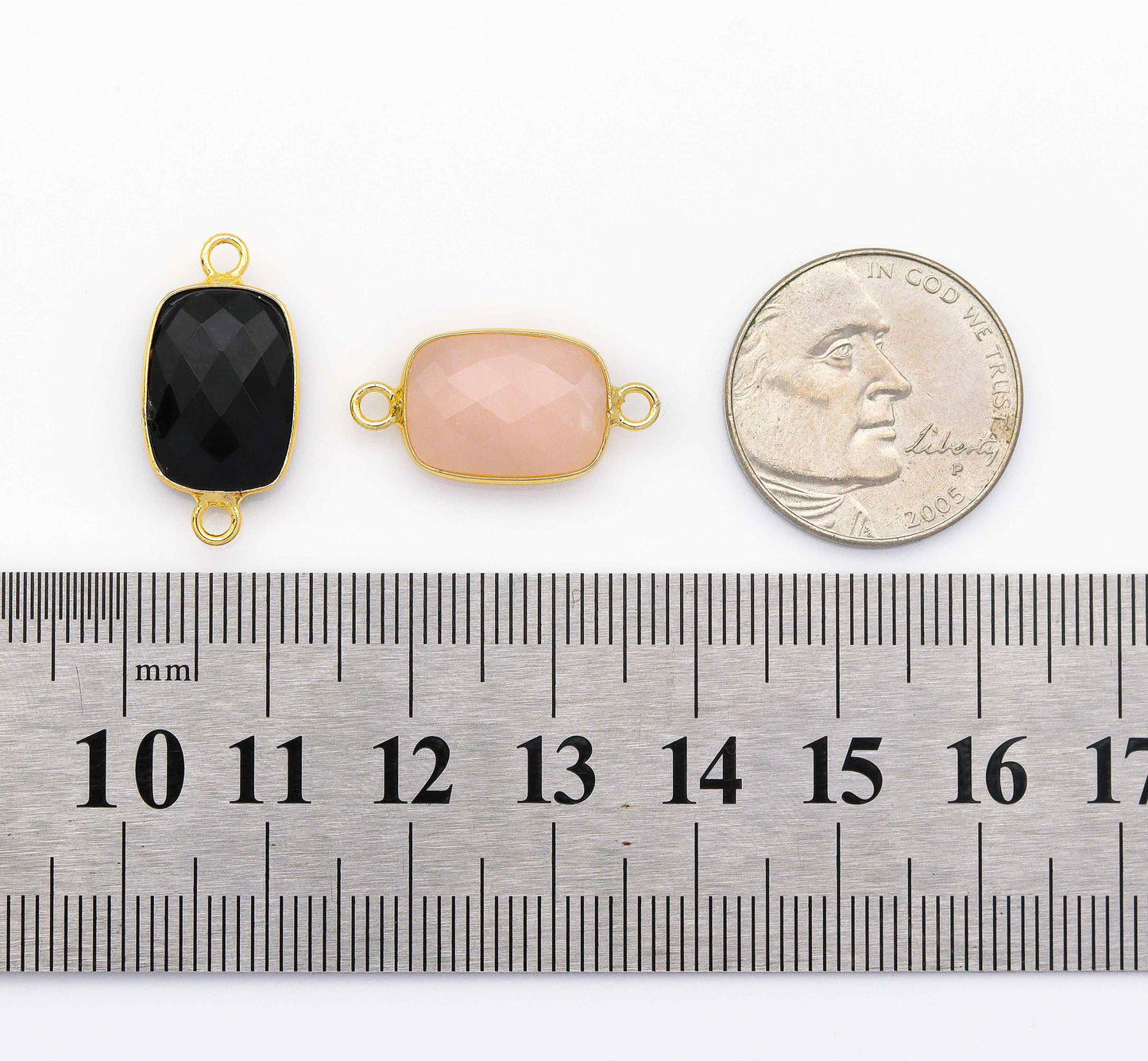 Gold Rectangle Gemstone Charm, Sku#LY22C