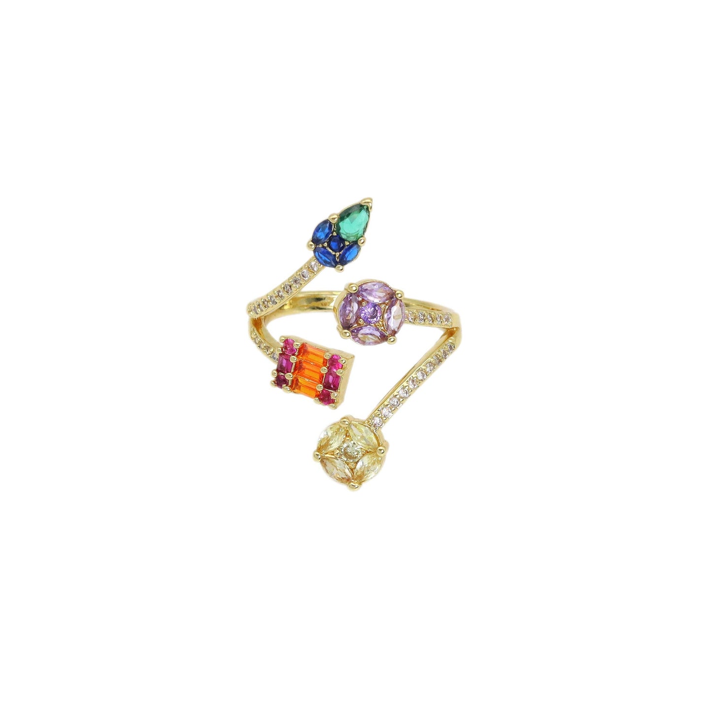 Green Purple Orange Yellow Drop Rectangle Round Dot Ring, Sku#LX494C