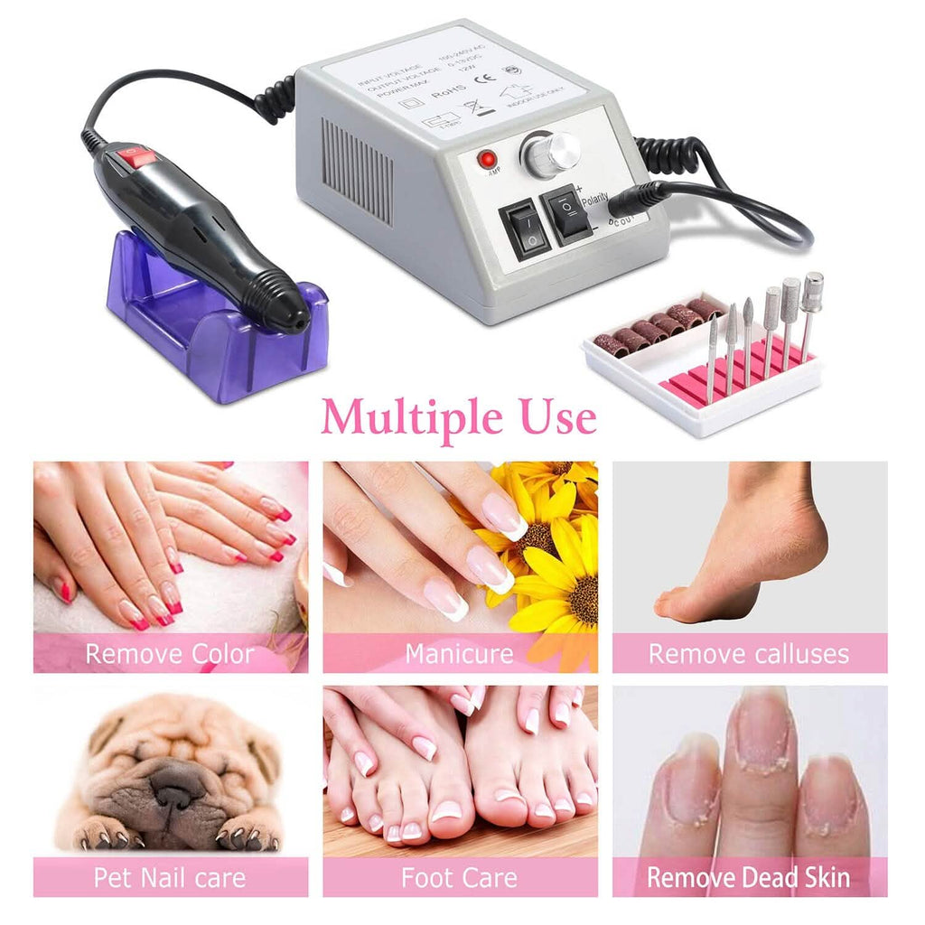 Acrylic Nail Drill Machine 20000RPM with 6 Bits Cuticle Grinder Kit