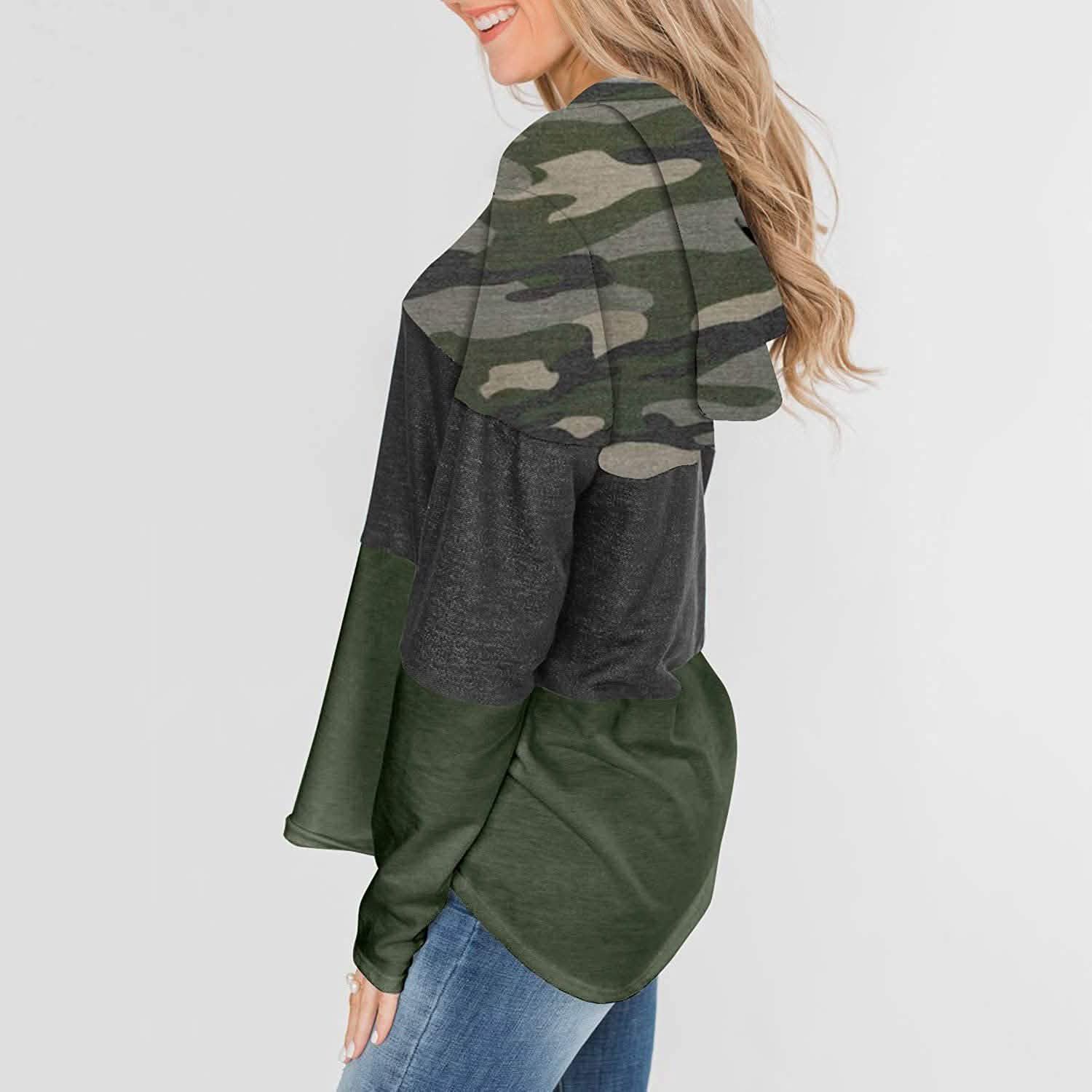 Actloe – Sweat-shirt à capuche décontracté, rayé et color-block, à manches longues pour femme