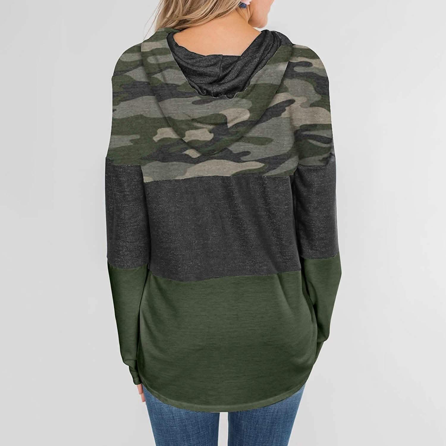 Actloe – Sweat-shirt à capuche décontracté, rayé et color-block, à manches longues pour femme