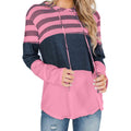 Actloe – Sweat-shirt à capuche décontracté, rayé et color-block, à manches longues pour femme