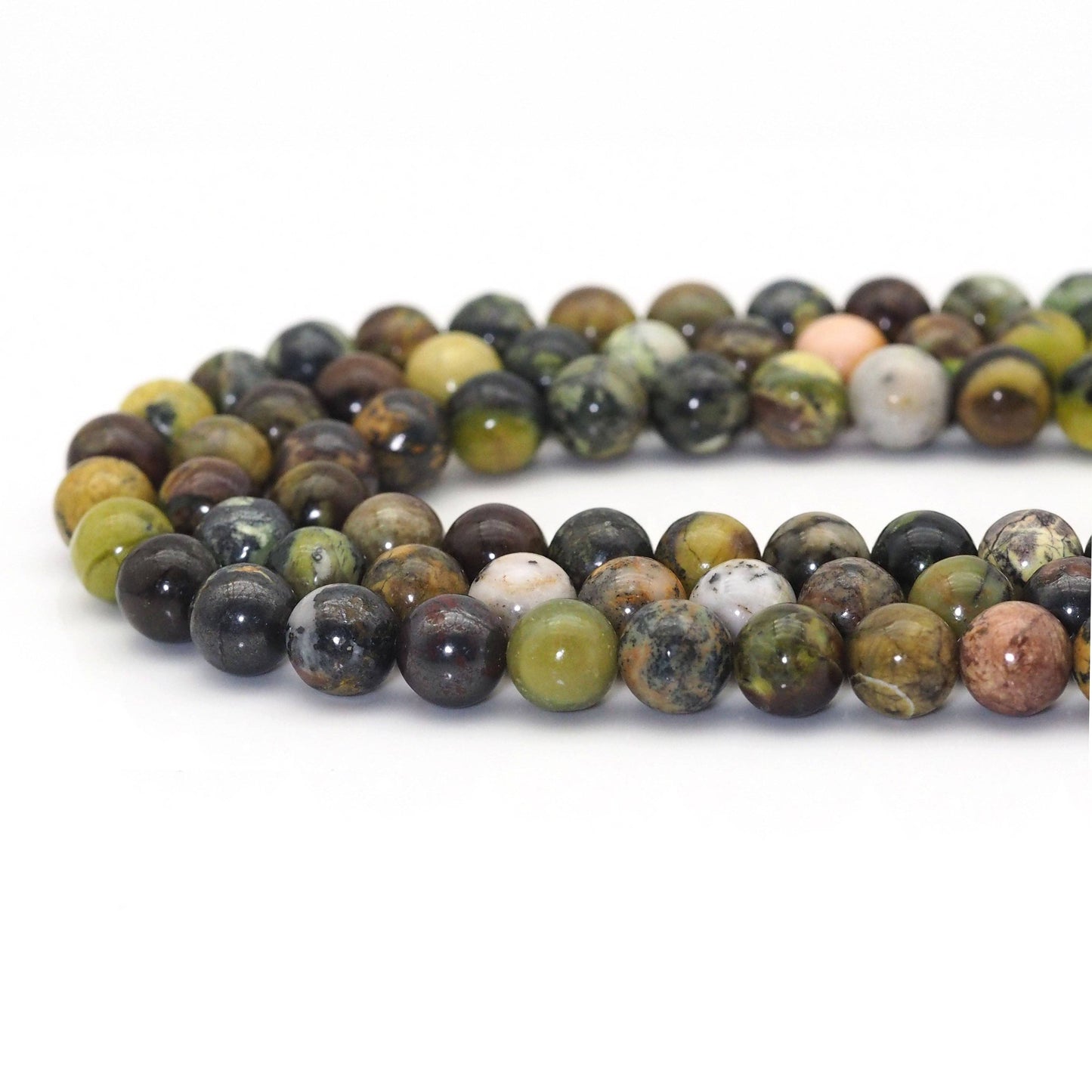 Genuine Brown Green Opal Round Smooth Beads, 6mm/8mm/10mm, Sku#U1608