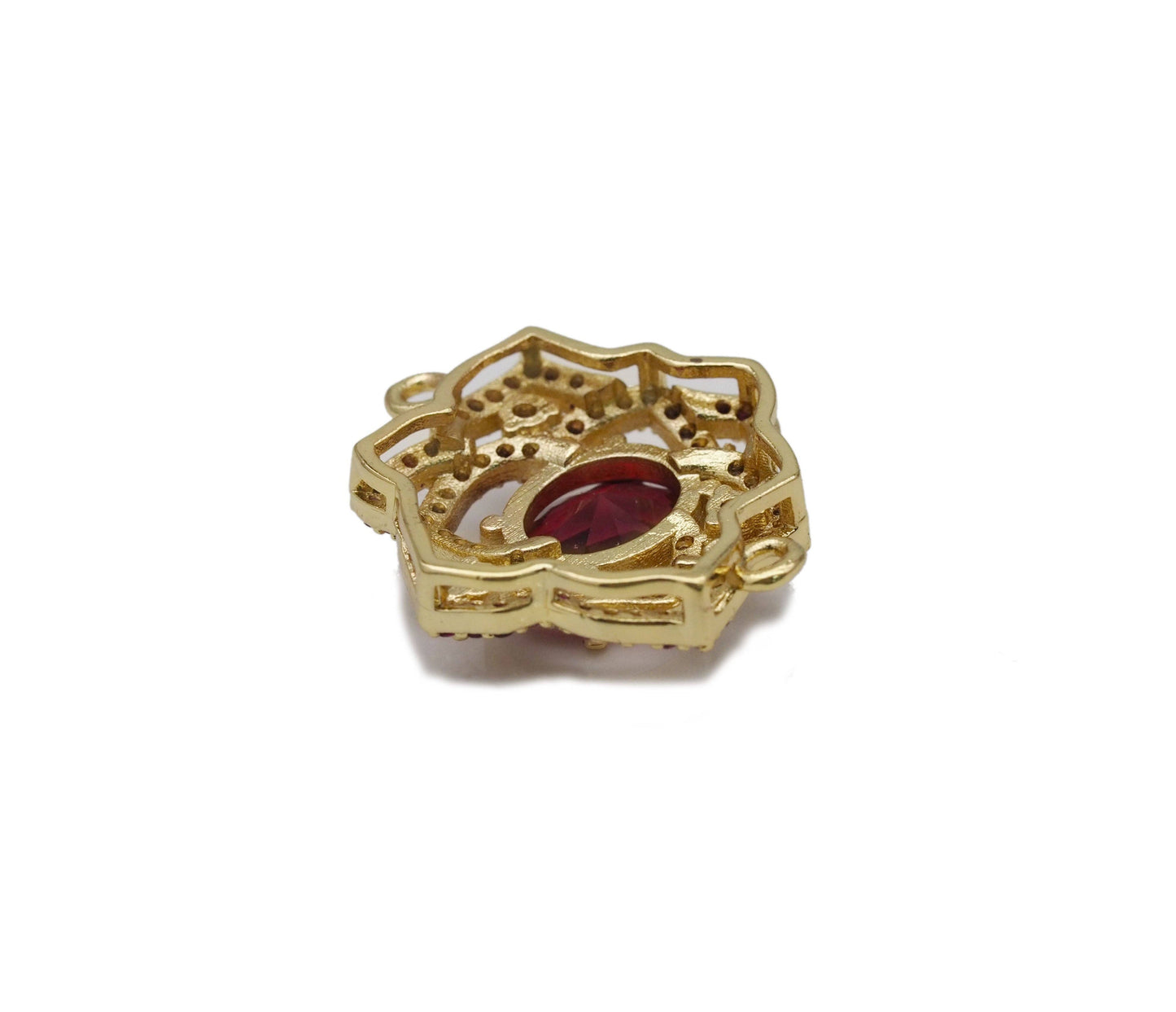 Fuchsia CZ Rose Flower Frame Charm, Sku#LK750