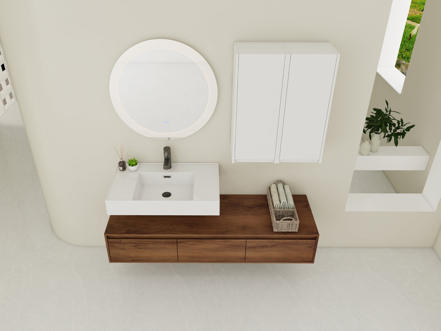 60 Inch Wall-Mounted Bathroom Vanity