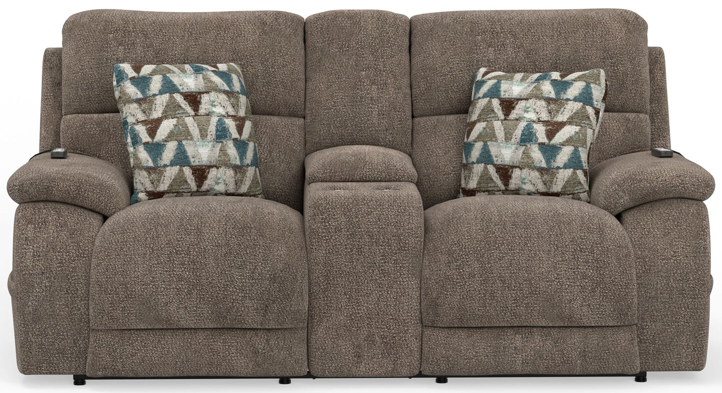 Joya - Power Headrest Power Lay Flat Reclining Console Loveseat With CR3 Heat/Massage/Lumbar/ZG