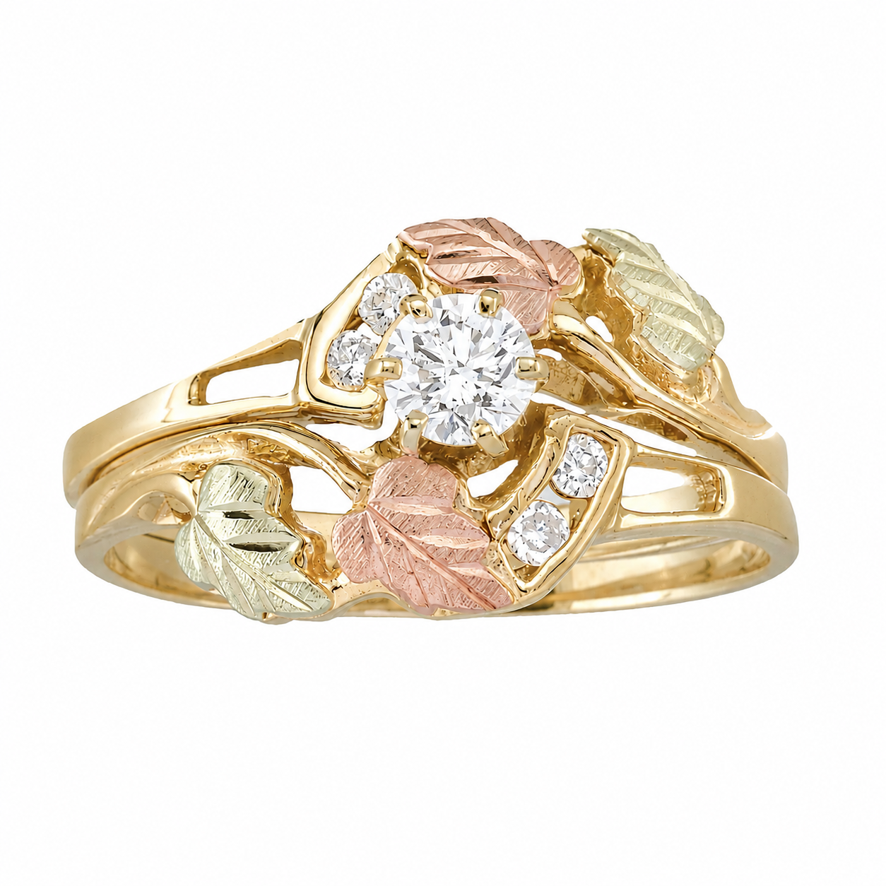 Five Diamond - Black Hills Gold Engagement & Wedding Ring Set