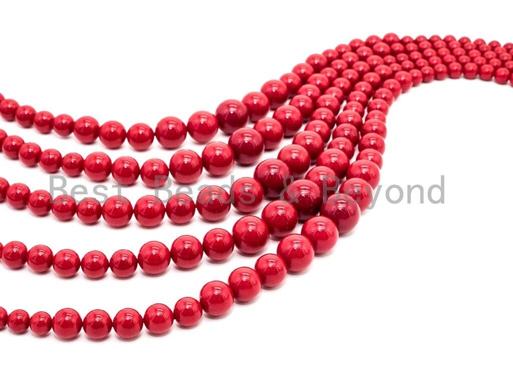 Natural Red MOP Round Smooth Graduate Beads, 8-16mm, Sku#U48