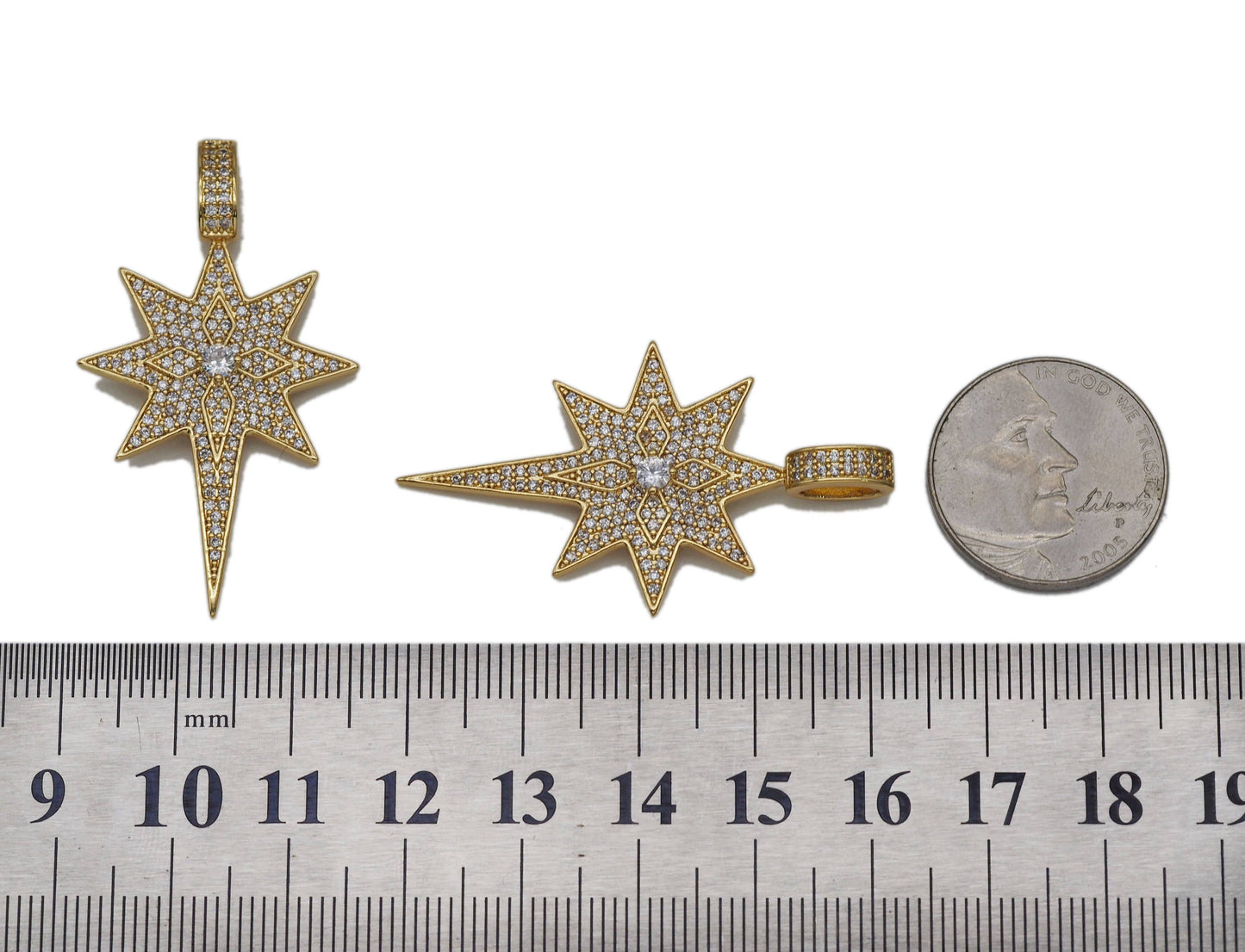 CZ North Star Charm, Sku#LK622