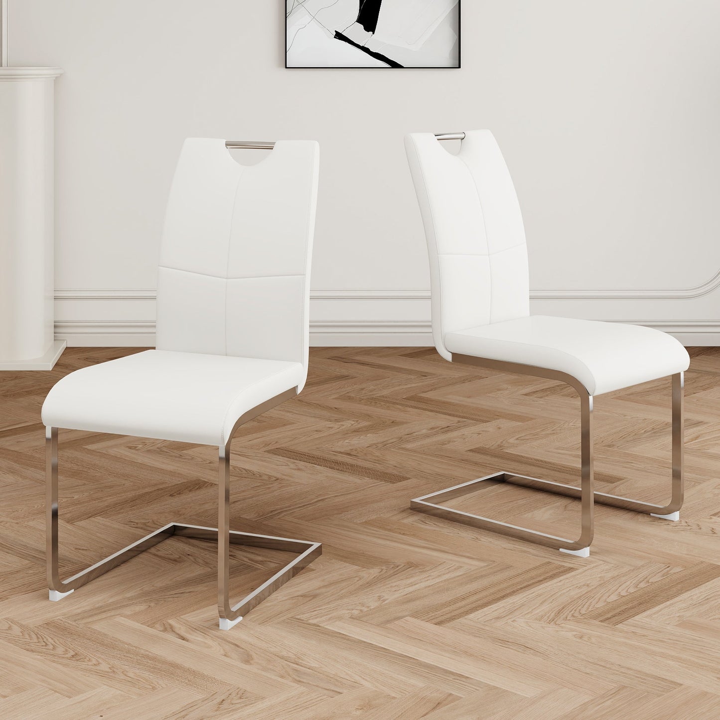 Modern Dining Chairs with Faux Leather Padded Seat