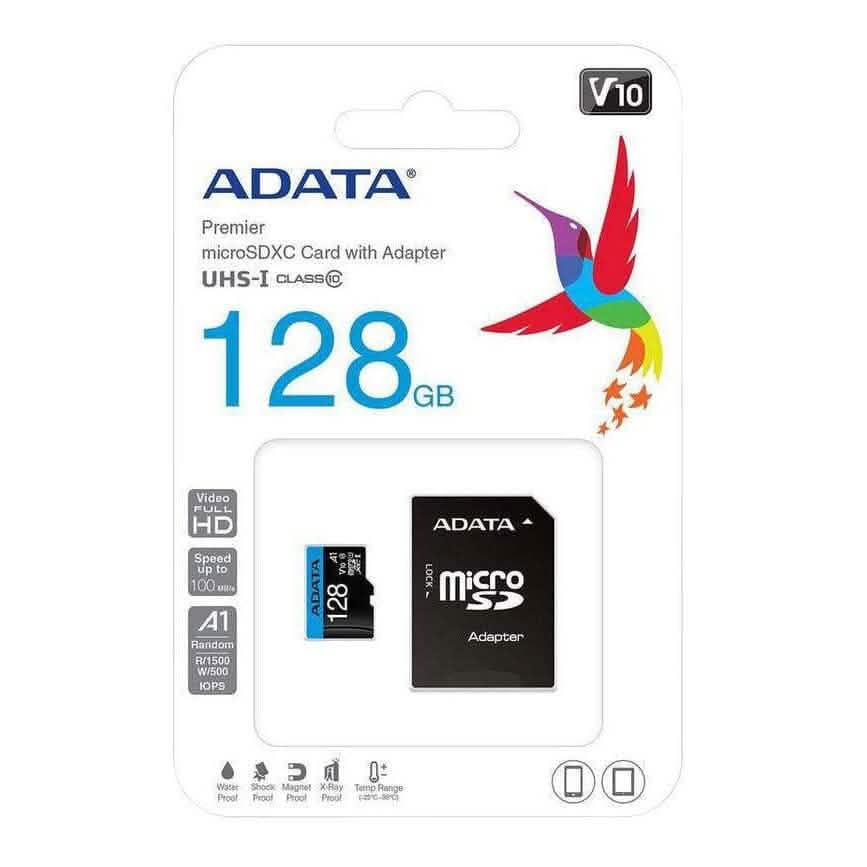 ADATA Memory Card 128GB Class 10 MicroSD with Adapter for Smartphones/Tablets (Refurbished)