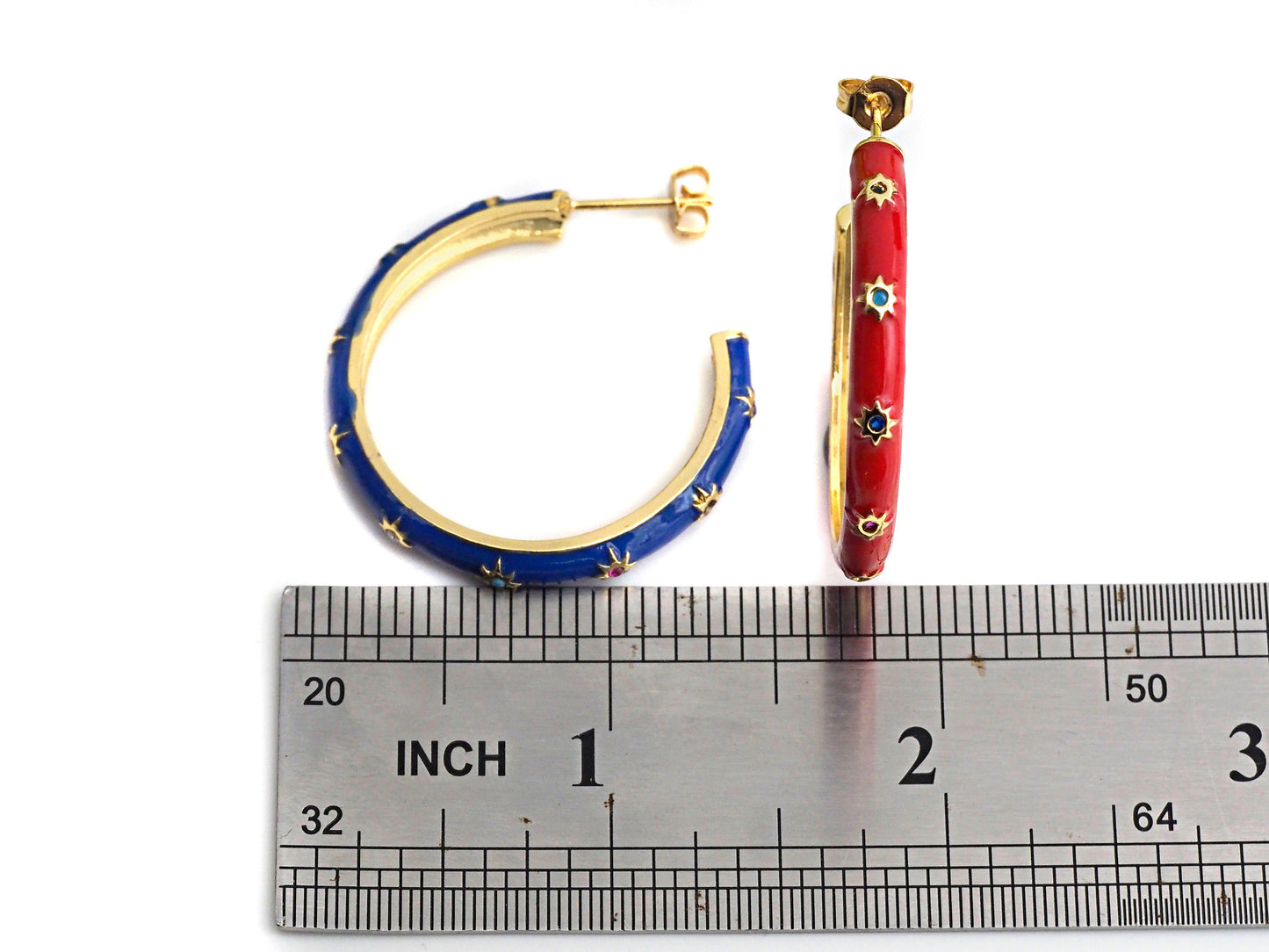 Enamel CZ Around Hoop Earring, sku#J152