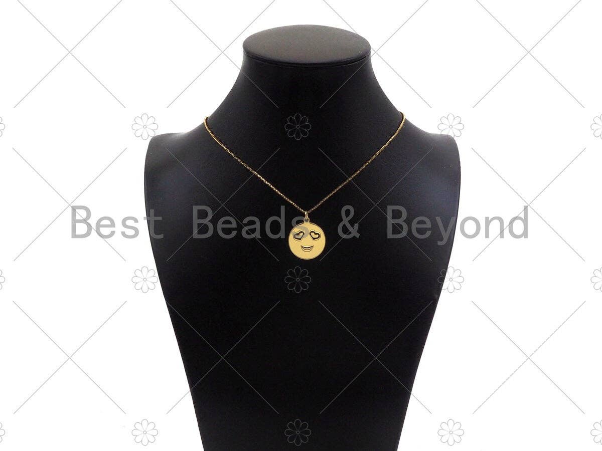 Gold Filled Smiley Face Shape Pendant, 18K Gold Filled Medallion Charm, Necklace Bracelet Charm Pendant, 20x23mm, Sku#Y440