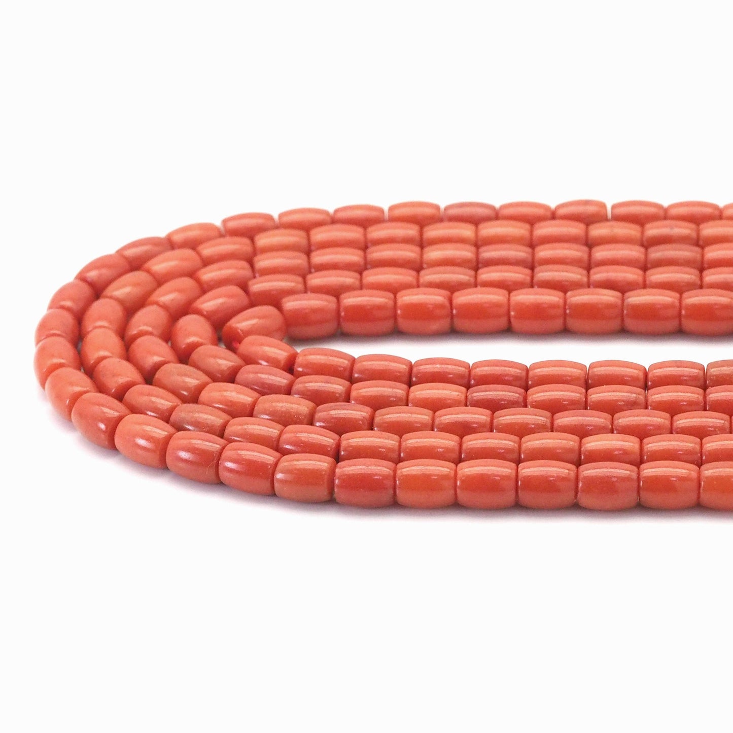 Orange Coral Jade Barrel Shape Beads, Sku#U1737