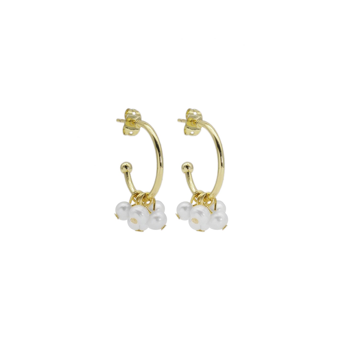 Freshwater Pearl Cluster Hoop Earrings, Sku#EF478