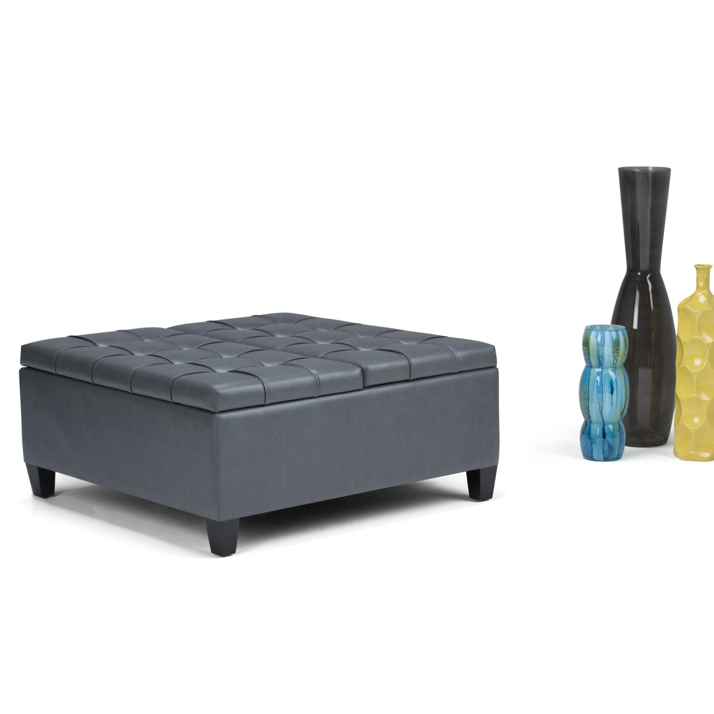 Harrison 36 Inch Wide Coffee Table Storage Ottoman in Stone