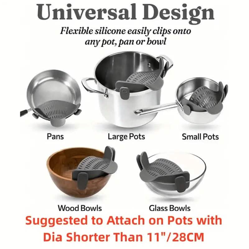 Passoire clipable réglable pour casseroles et poêles