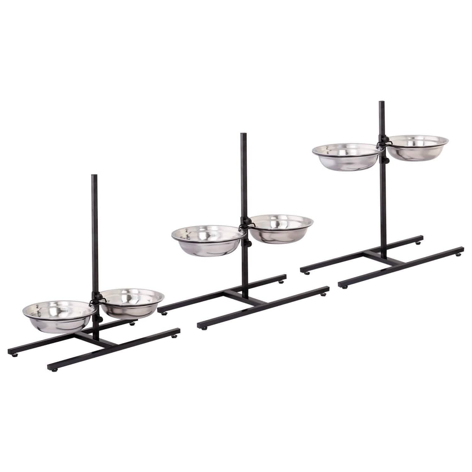 Adjustable Metal Pet Dog Feeder Bowls Elevated Stainless Steel Double Bowl Dish